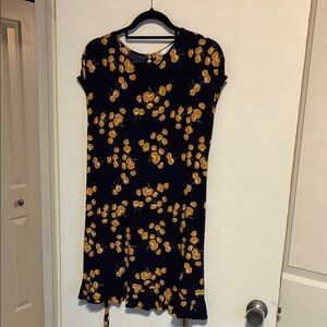 POPSUGAR Navy Dress with Yellow Floral Pattern